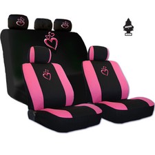 For Kia New Ultimate Pink Heart Car Auto Truck Seat Steering Covers Gift Set 