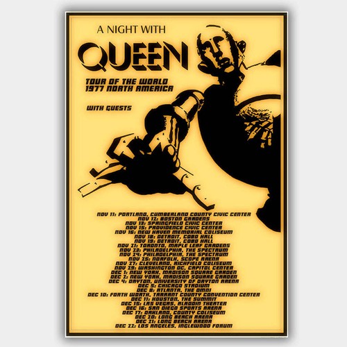 NEW Queen (1977) Concert Poster Vintage Canvas Cloth Photo Wall Art