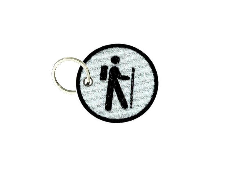 Portachiave Chiavi Ricamo Toppa Motociclista Escursionista Valking Trek Souvenir