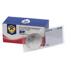 Coin Shield 100 2x2 Double Pocket Vinyl Coin Holder Clear Plastic Flip Inserts