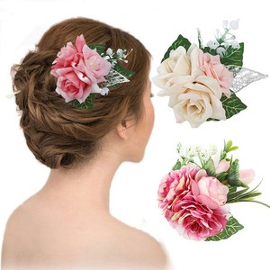 Women S Rose Flower Wedding Bridal Hair Clips Brooch Hair Pin