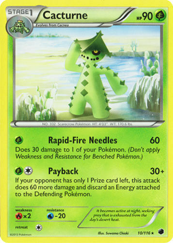 Cacturne 10/116 Plasma Freeze Rare Light Play LP Pokemon DNA GAMES