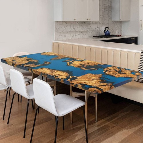 Custom Poplar Luxury Epoxy Resin River Table – Handcrafted Nature-Inspired Dinin - Picture 3 of 11