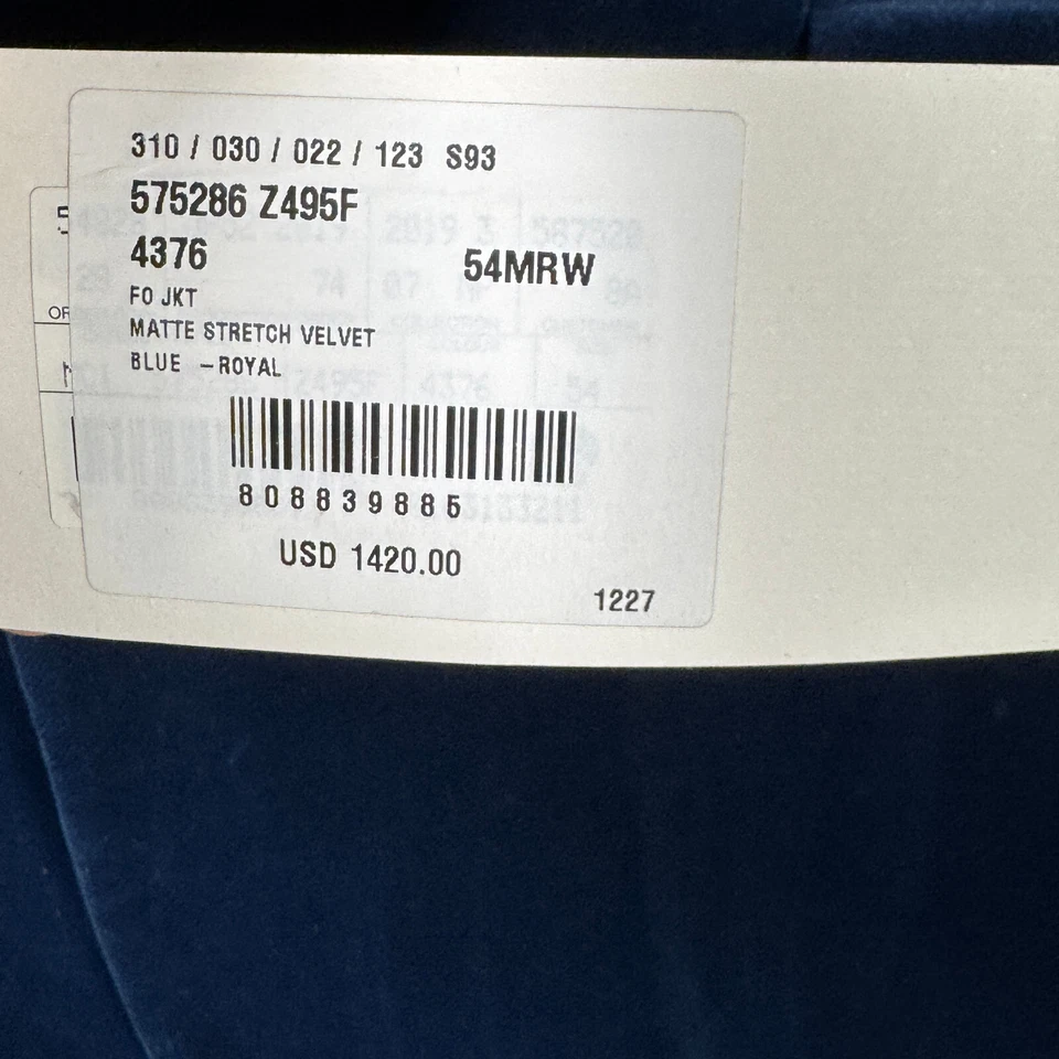 Gucci Jacket Mens US44 EU54 Blue Velvet Tuxedo Dinner Blazer - Image 4 of 4