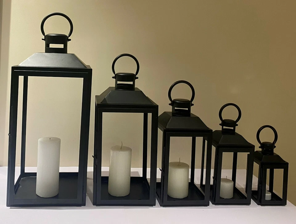 Linternas de vela decorativas de metal/vidrio American Mantle - Juego de 5 piezas - ML1715 Foto 4 de 4