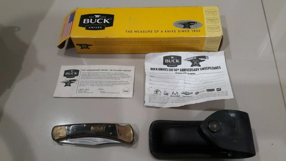BUCK 110 50 Aniversario Ébano Diamante Madera Plegable Cazador Inoxidable  Foto 4 de 4