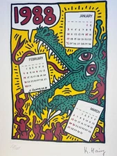 KEITH HARING COA Vintage Original Art Print Poster Lithograph Signed Limited 