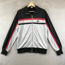 Vintage 80s Nike Full Zip Track Jacket, ColorBlock Silver/Black, Men s L, Japan