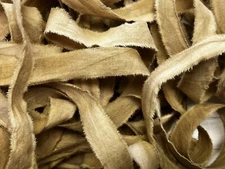 primitive coffee stained fabric strip 4 yards x 3/4 wide antique look handmade