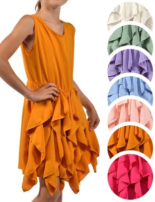 Kleid Träger Volants Rock Kinder Girl Kurz Arm Kleider 30355