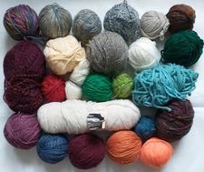 Lot Of Yarn Remnants Leftovers Mixed Colors Brands Textures 2.5 Lbs