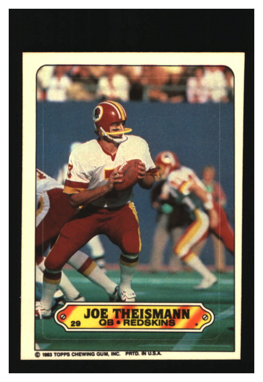 1983 Topps Sticker #29 Joe Theismann Washington Redskins