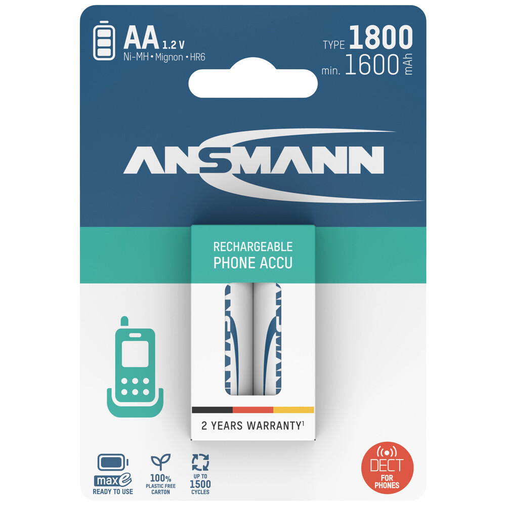 Thumbnail - Ansmann 1312-0038 Mignon (aa)-akku Nimh 1600 Mah 1.2 V 2 St.