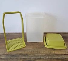 Vtg Tupperware Pick A Deli Pickle Olive Keeper Insert & Lid Avocado Green 1560-7