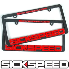 SICKSPEED LOGO BLACK RED LICENSE PLATE COVER HOLDER FRAME TAG FRONT REAR P3