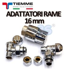 Valvole e testa termostatica cromati TIEMME con adattatori per tubo rame 16 mm