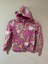 Lilly Pulitzer Girl Pink Full Zipper Hooded Sweater Cardigan Pockets Size 8 B5