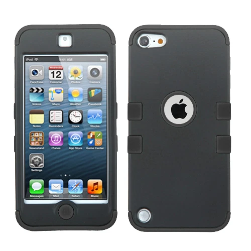 iPod Touch 5th 6th & 7th Gen - Black Impact Armor Hard & Soft Rubber Hybrid Case - Image 2 of 4