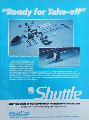 Hirobo Shuttle RC Helicopter Print Ad Ephemera Wall Decor