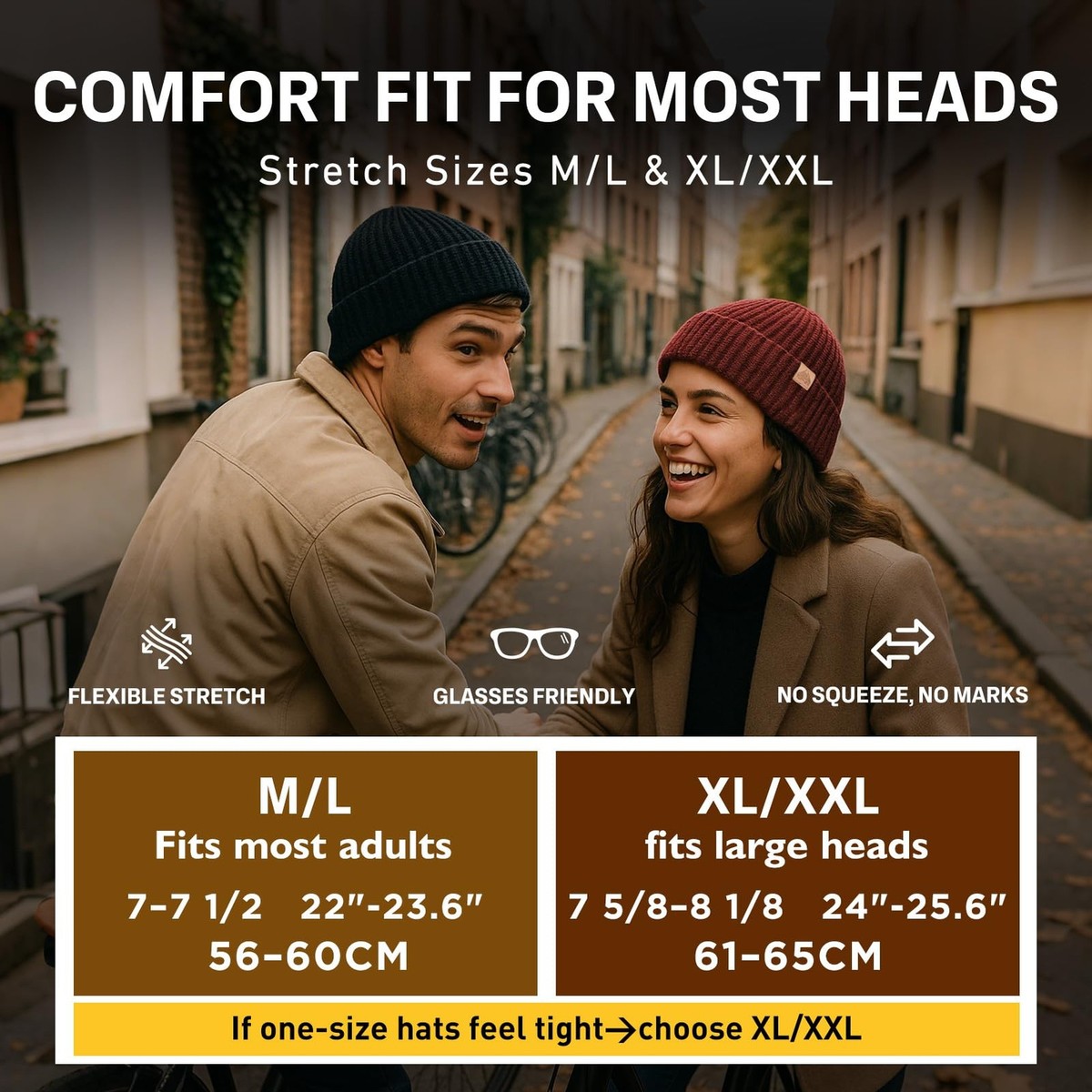 Merino Wool Waffle Fisherman Beanie Watch Cap Dual-Layer Warm Winter Knit Hat Mustard Yellow Merino Wool Fisherman Beanie - Ribbed Knit  main image 2