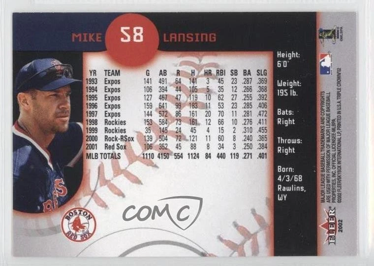 2002 Fleer Triple Crown Mike Lansing #58 - Image 2 of 2