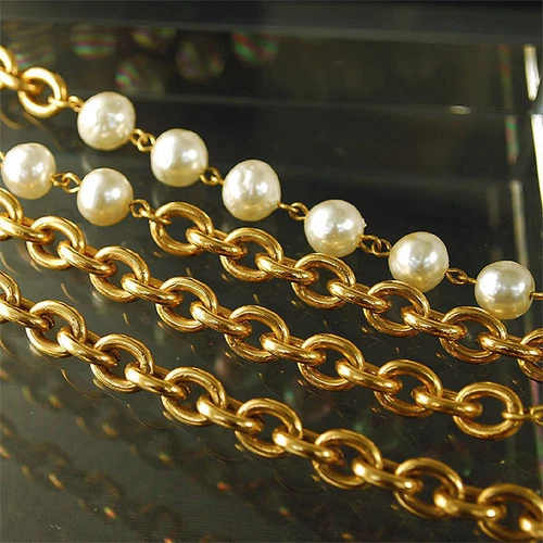 Collana CHANEL perle 2 fili catena oro collana donna ciondolo donna bianco