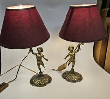 PAIRE DE LAMPES A POSER CHERUBINS EN LAITON / LUMINAIRES VINTAGES / COLLECTION