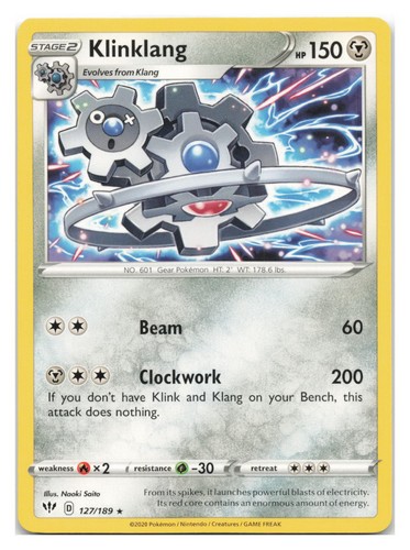 Klinklang 127/189 Rare Darkness Ablaze Pokemon 2020