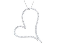 925 Sterling Silver Open Heart CZ Pendant Necklace
