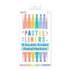 Ooly Pastel Liner Dual Tip Markers - Set of 8 Water Based Colors, 5.0mm Chise...