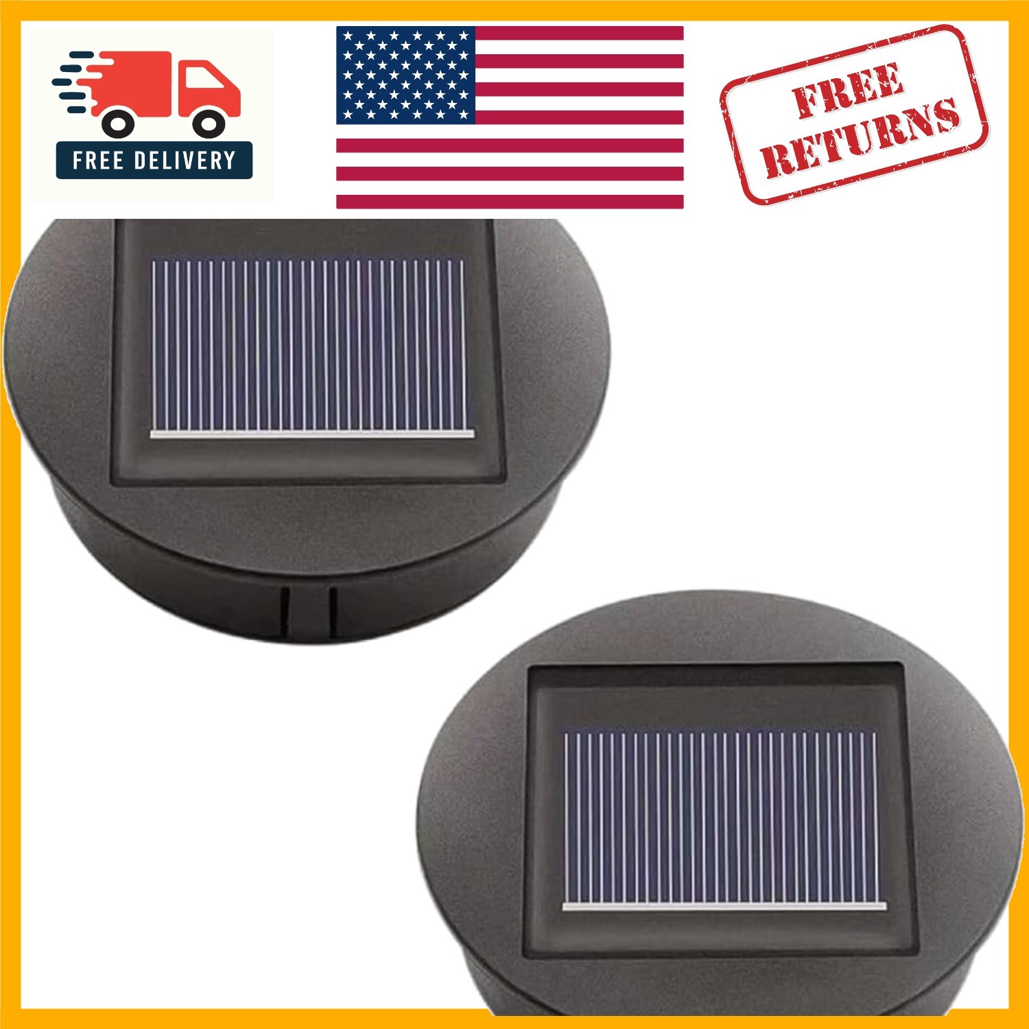 2 Pack Solar Light Replacement Tops – Warm Yellow Waterproof Inserts for Garden