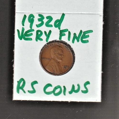 1932D   VERY FINE   LINCOLN CENT   VERY FINE  1932D  /  RS COINS #27F  FREE SHIP