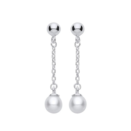 925 Sterling Silver Freshwater Pearl Chain Drop Earrings Jewellery Gift For Her