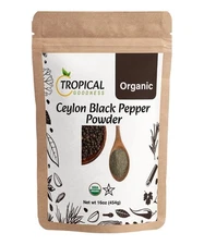 Organic ground Black Pepper Powder 16oz/1lb, Authentic Tropical Flavour, USDA...