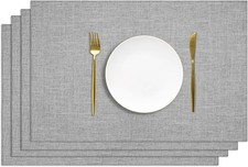 AUAUY Tischset Leinen Platzdeckchen Stoff 4er Set, Tischsets Abwaschbar