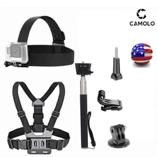 4 IN 1 Head Chest Strap Mount Action Camera Accessories Bundle For GoPro Phone U