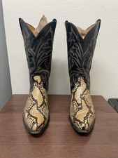Vintage TONY LAMA Snake Skin Python Men's Cowboy Western Boots 10 D