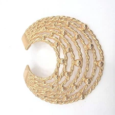 Vintage Napier Horseshoe Cresent Pin Brooch Textured Gold Tone Signed Marked