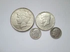 Lot of Junk 90% Silver Coins Peace & Half Dollar & 2- Dimes = 1 Troy oz Silver*