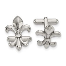 Chisel Stainless Steel Polished Fleur De Lis Men's Cuff Links
