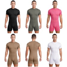 Mens Jumpsuit Fitness Leotard Workout Bodysuit Costume Nightwear Gym Clubwear