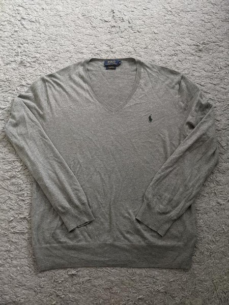 Men Polo Ralph Lauren Sweater Grey Cotton 38 / M / #CHUL