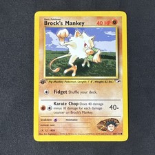 Brock's Mankey 068/132 Gym Heroes Regular 1st Edition Pokemon MJ