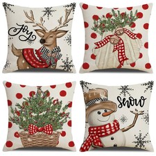 Christmas Decor Pillow Covers Set of 4 Decorative Throw Pillowcase for Winter...