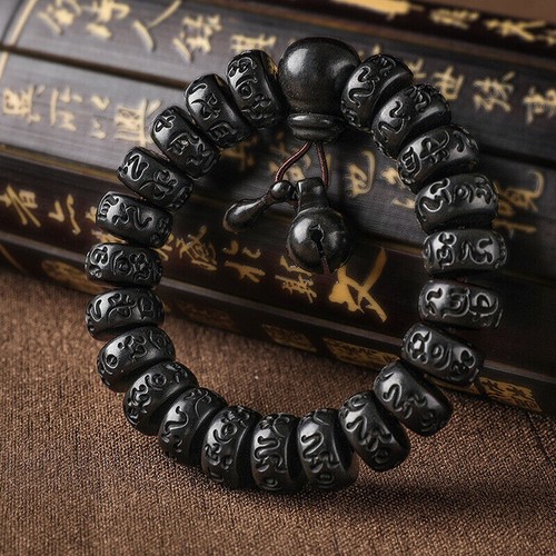 Männer Tibetisch Buddhist Mann Om Mani Padme Brummen Armband Holz Mala Gebet Perlen - Bild 6 von 16