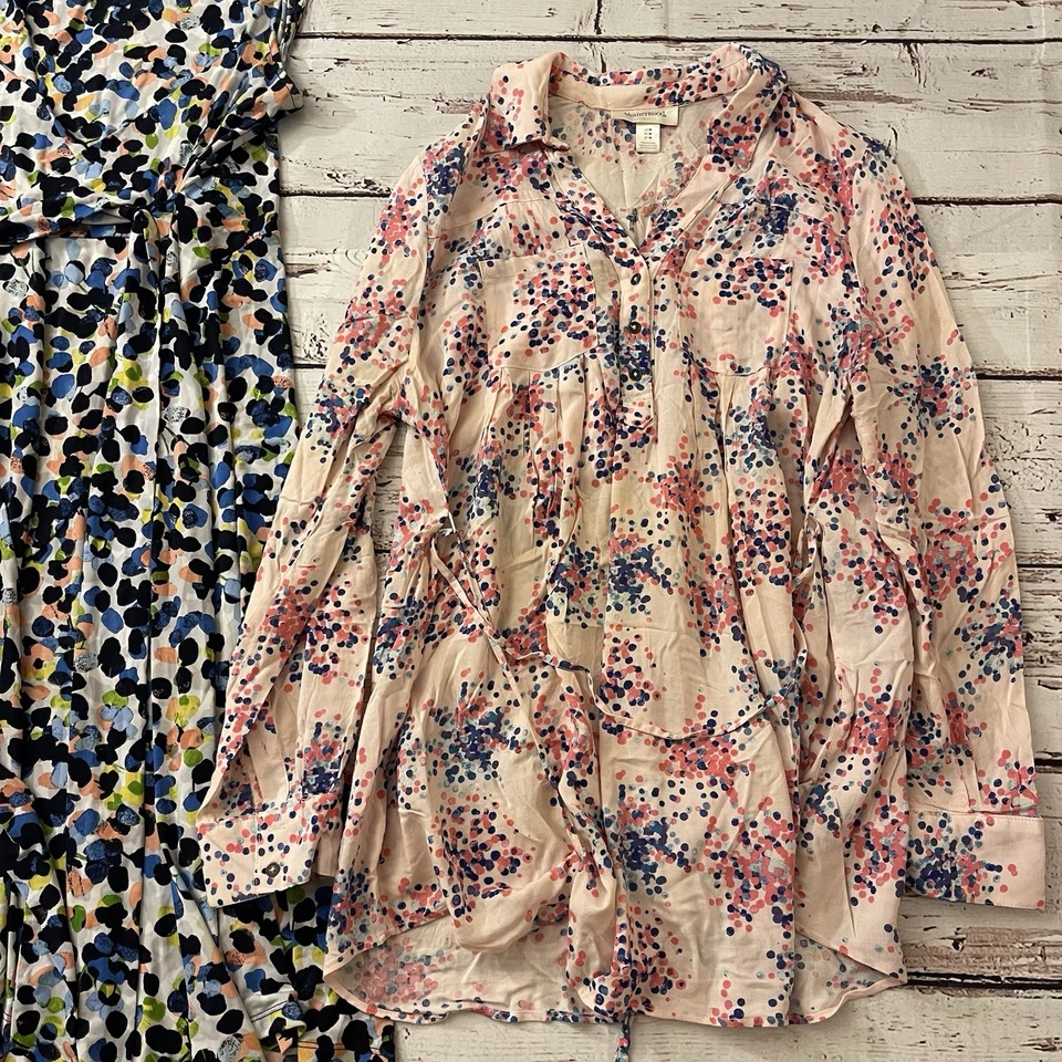 Motherhood Maternity Dress Multicolor Dots Asymmetrical Wrap Medium Lot of 2 - Image 2 of 4