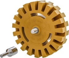 Rubber Eraser Wheel with Drill Adapter - 4 Knobby Slotted Edge Pad - Decal Remo