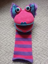 The Puppet Company Sock Hand Puppet Plush Soft Toy Striped Pink Purple