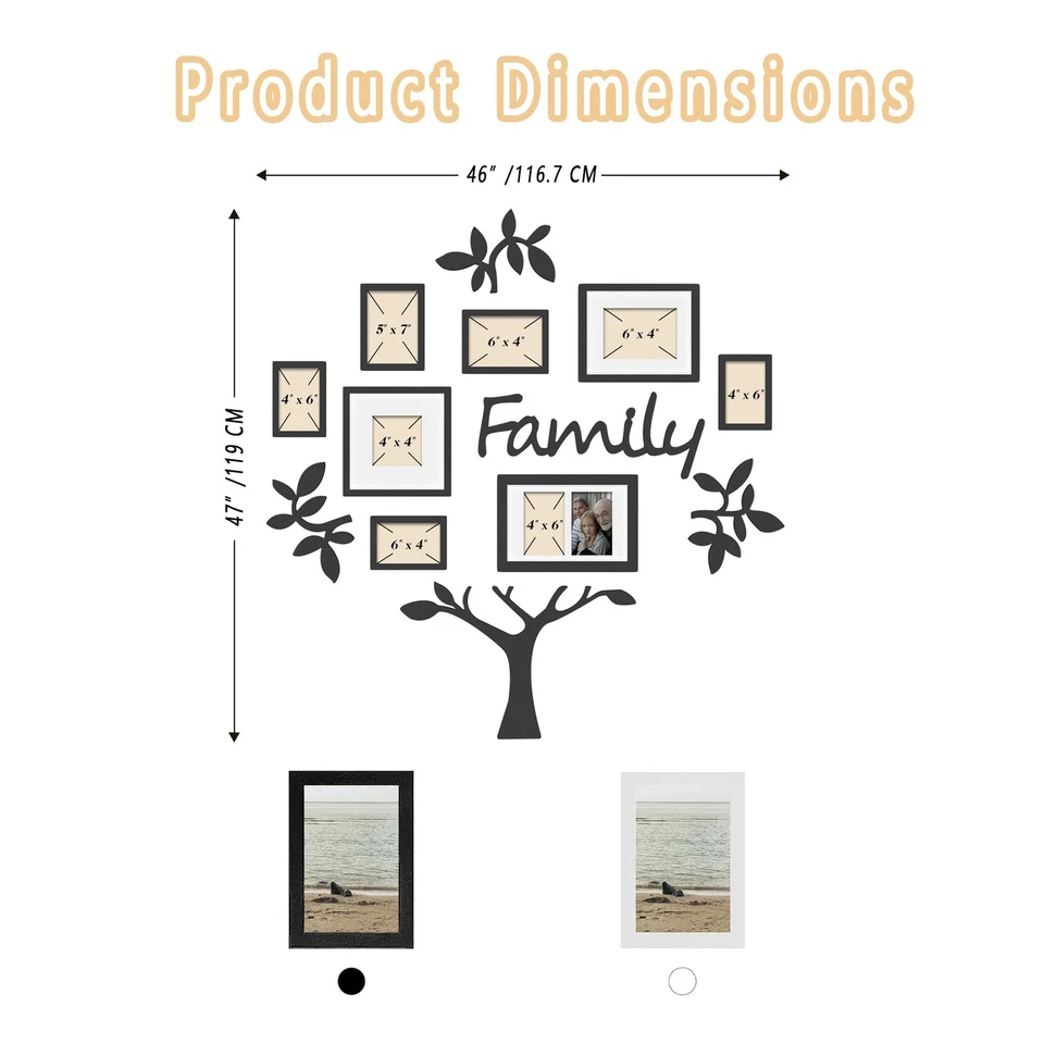 Marcos de fotos de árbol genealógico diseño de montaje en pared, marco placa de fotos de pared, universidad... Foto 3 de 4