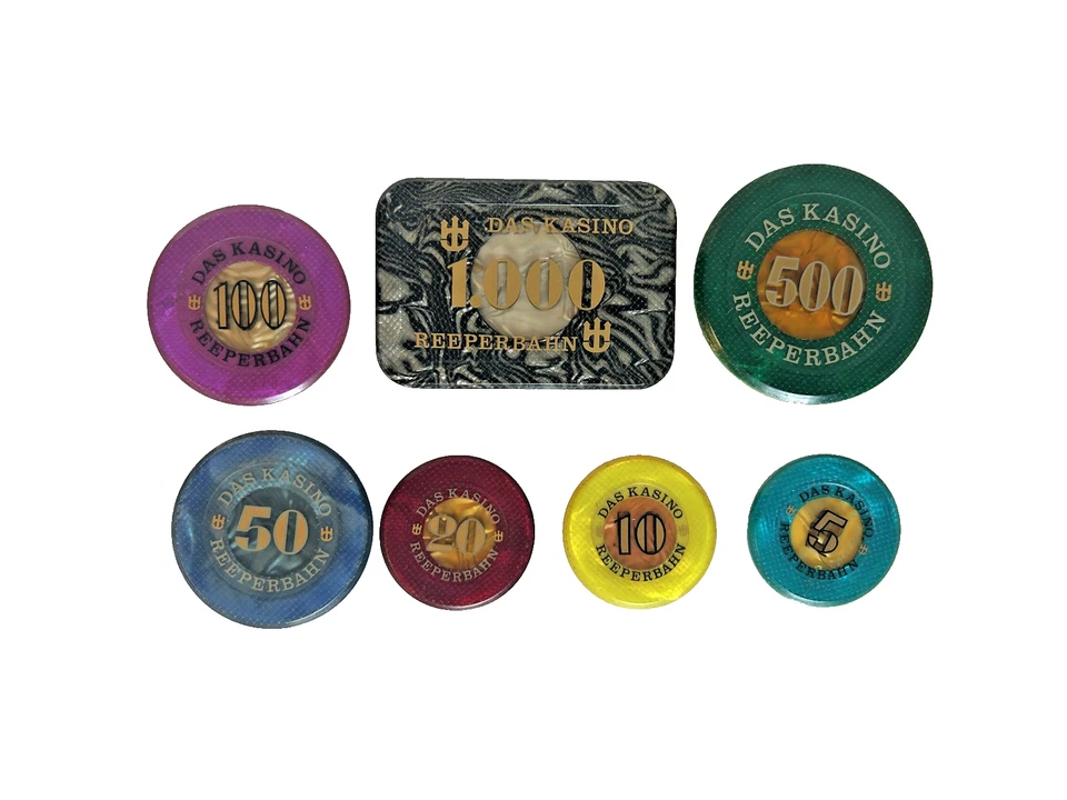 Casino Plaque Chip Jeton Spielbank Hamburg Reeperbahn Set DM Superselten!!! - Bild 1 von 1